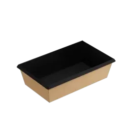 Контейнер бумажный 800 мл, чёрный, терма