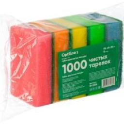 Губки бытовые для мытья посуды Optiline, 95х65х25 мм, поролоновые, 5 штук