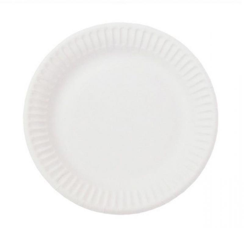 Бумажная круглая тарелка Snack Plate белая мелованная 180 мм
