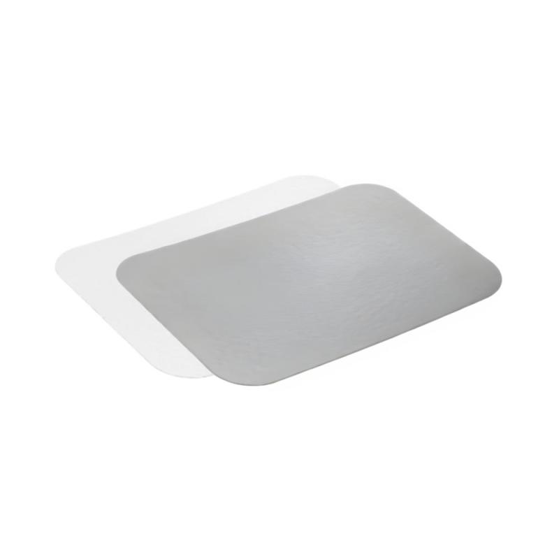 Крышка картонная ламинированная серебристо-белая CL 430-140*115 мм